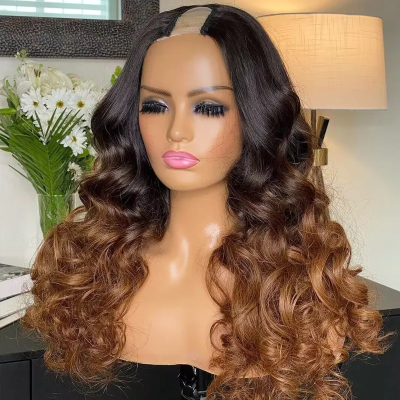 Short straight wig for a trendy and easy - to - manage look Ombre Color U part Wig Body Wave 100% Human Hair Wig Short straight wig for a trendy and easy - to - manage look Ombre Color U part Wig Body Wave 100% Human Hair Wig