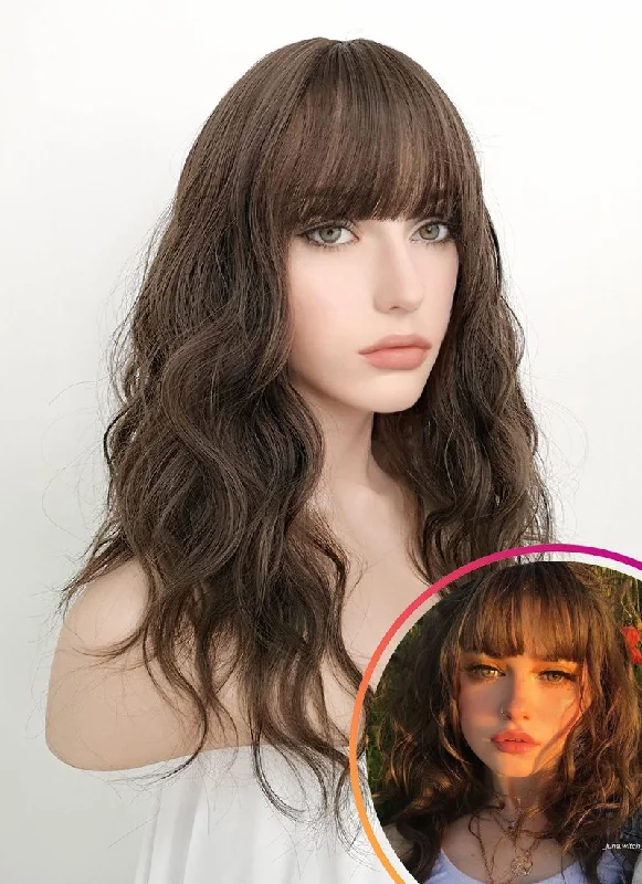 Wavy Wigs for Barbecues​ Brunette Wavy Synthetic Wig NS065