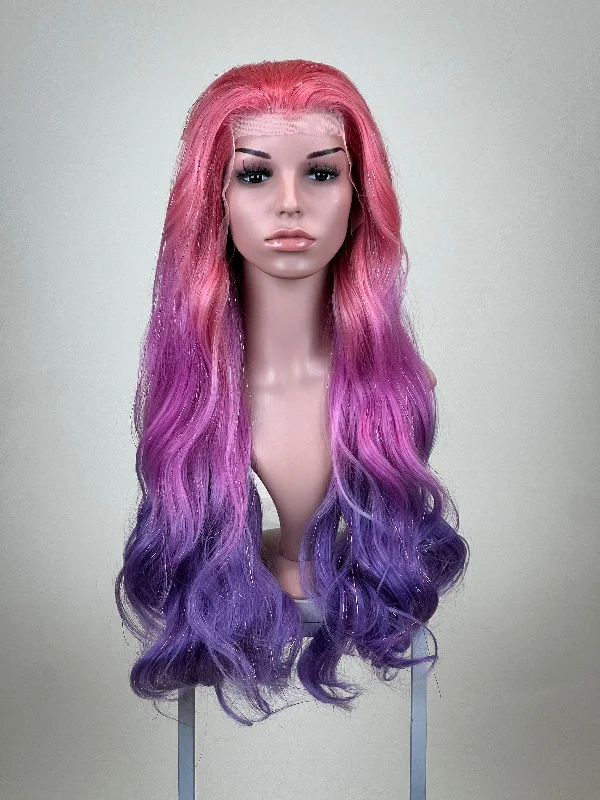 Wavy Wigs with a Middle - Parted Style Luna Mystic Sunset Tinsel - Made To Order Only Wavy Wigs with a Middle - Parted Style Luna Mystic Sunset Tinsel - Made To Order Only