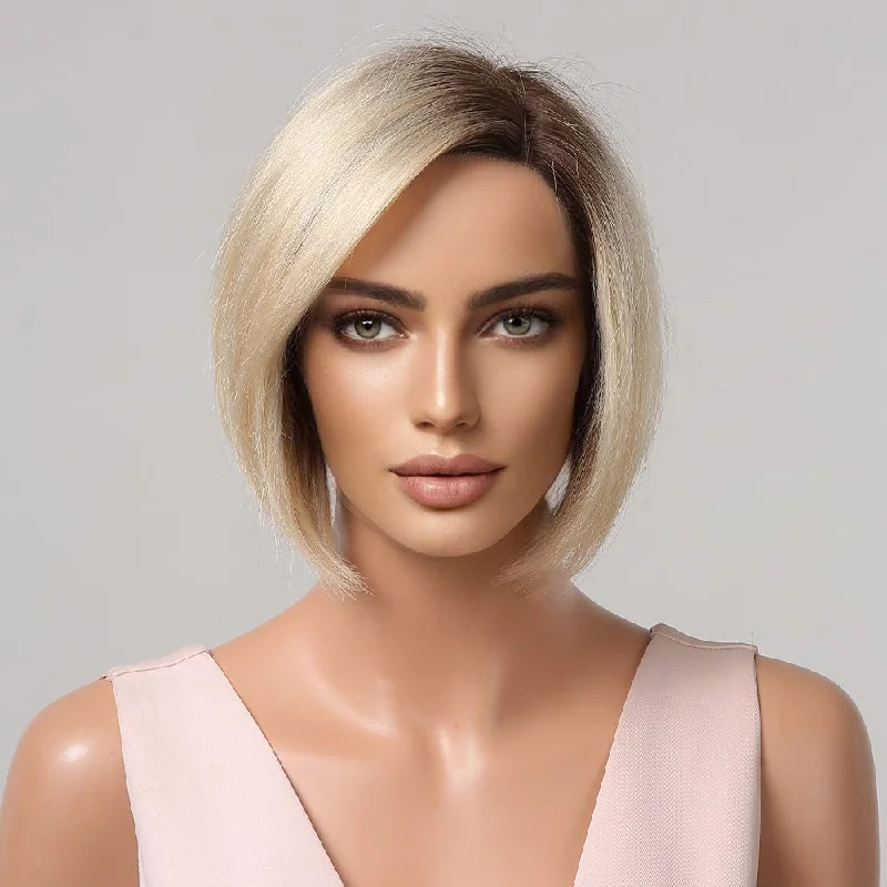 Straight wig for a mermaid - inspired hairstyle with long lengths 10 Inches Bob Lace Front 100% Human Hair Wig - Kaylee Straight wig for a mermaid - inspired hairstyle with long lengths 10 Inches Bob Lace Front 100% Human Hair Wig - Kaylee