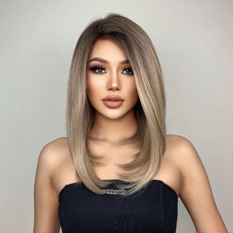 Straight wig with a heat - friendly formula for custom styling 18 Inches Straight Lace Front Synthetic Wig(Sidepart) -Elektra Straight wig with a heat - friendly formula for custom styling 18 Inches Straight Lace Front Synthetic Wig(Sidepart) -Elektra