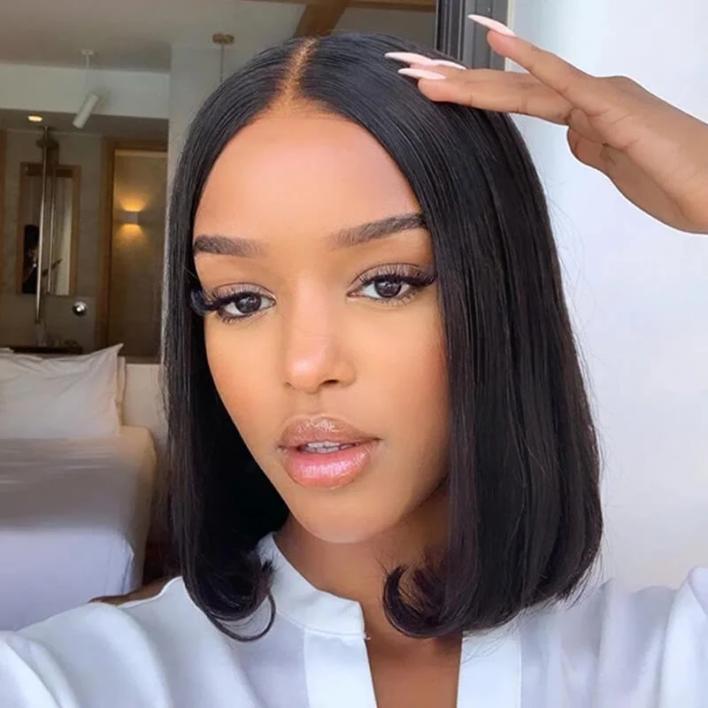 Straight wig for a beach - ready hairstyle Straight Bob Wig T Part Lace Wig