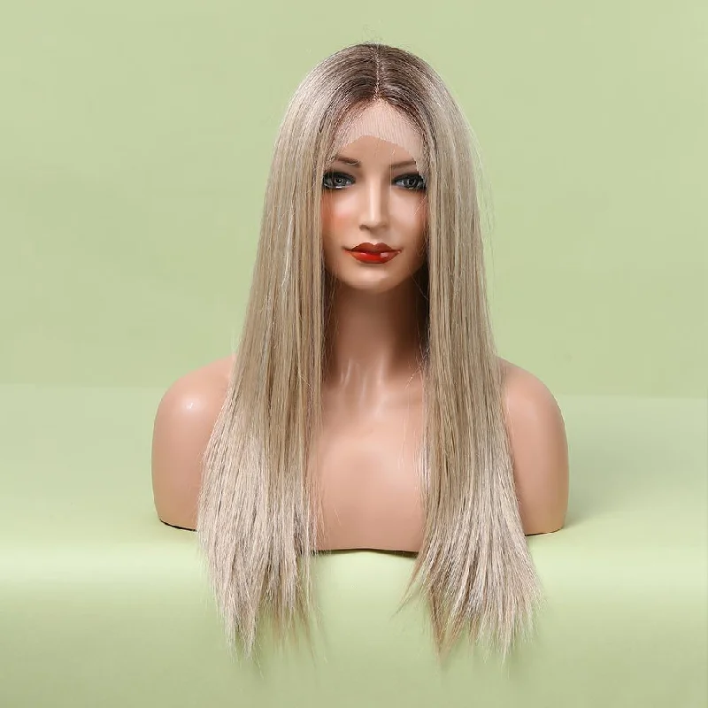 Feathered - ends straight wig for a soft and flowing look 2 Shades 20 Inches Straight Lace Front Synthetic Wig Feathered - ends straight wig for a soft and flowing look 2 Shades 20 Inches Straight Lace Front Synthetic Wig