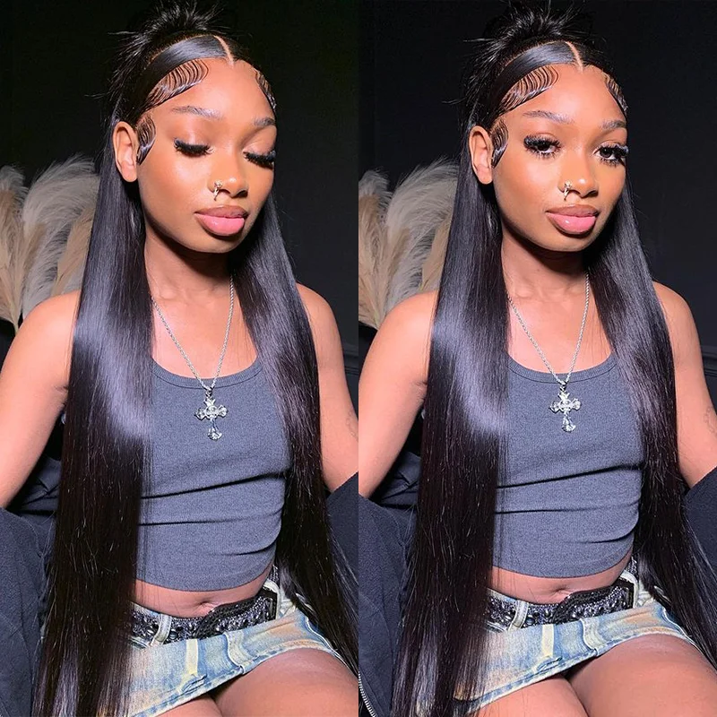 Straight wig for a formal business - appropriate look Long Hair Wigs For Women Straight Human Hair Invisible Wigs 180% Density 32-40inch