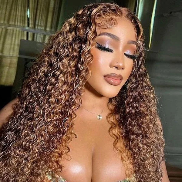 Colored wig with a natural - looking root for a more realistic look Junoda Water Wave Highlight Wear & Go Wig Pre Cut Lace Colored Human Hair Glueless Wigs Colored wig with a natural - looking root for a more realistic look Junoda Water Wave Highlight Wear & Go Wig Pre Cut Lace Colored Human Hair Glueless Wigs