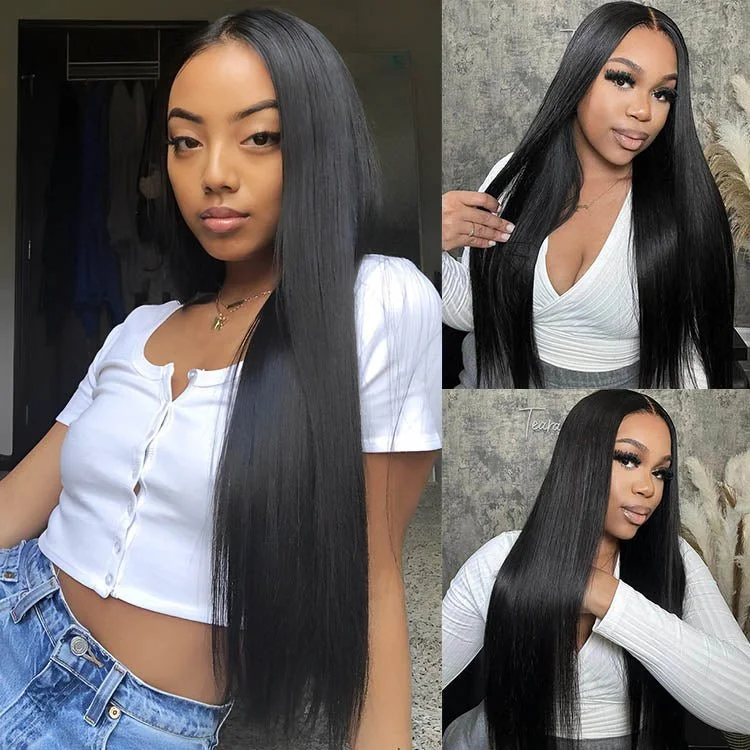 Clip - in straight wig for quick and temporary styling 13x6 Lace Front Straight Transparent Peruvian Wigs Human Hair Pre Plucked with Baby Hair Clip - in straight wig for quick and temporary styling 13x6 Lace Front Straight Transparent Peruvian Wigs Human Hair Pre Plucked with Baby Hair