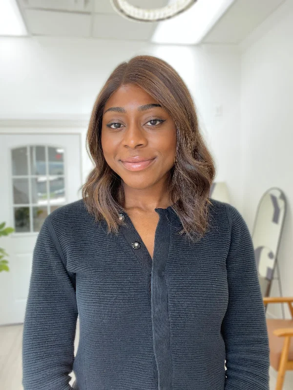 Bob Wigs for Caucasian Women Flox Hair Lace Top Wig, "Chestnut Brown with Balayage Highlights" (R2665) Bob Wigs for Caucasian Women Flox Hair Lace Top Wig, "Chestnut Brown with Balayage Highlights" (R2665)