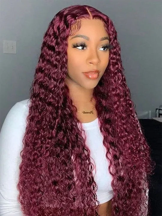 Colored wig with a side - swept bang for a sophisticated look Bleached Knots 99J Deep Curly Burgundy Wig 360 Transparent Lace Human Hair Wigs Colored wig with a side - swept bang for a sophisticated look Bleached Knots 99J Deep Curly Burgundy Wig 360 Transparent Lace Human Hair Wigs