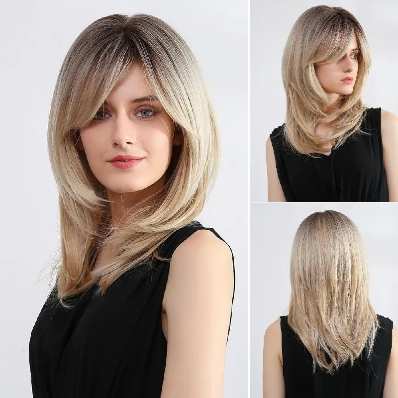 Light brown mixed grey on top graduating to dark blonde