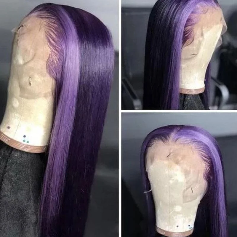 Dark Hair With Purple Streak In Front