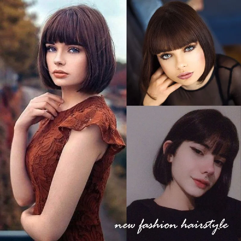 Straight wig for a mermaid - inspired hairstyle with long lengths 8 Inches Bob 100% Remy Human Hair Wig - Suki Straight wig for a mermaid - inspired hairstyle with long lengths 8 Inches Bob 100% Remy Human Hair Wig - Suki