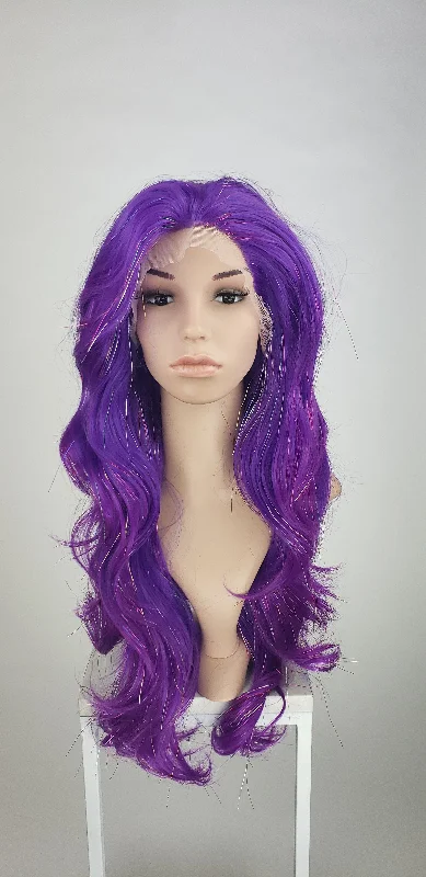 Wavy Wigs for Job Interviews Serenity Pandora Purple Tinsel - Made To Order Only