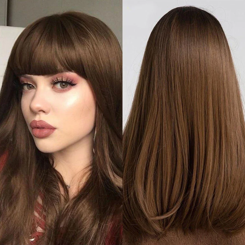 Straight wig for special occasions like parties 20 Inches Long Lock With Bangs Synthetic Wig - Melissa Straight wig for special occasions like parties 20 Inches Long Lock With Bangs Synthetic Wig - Melissa