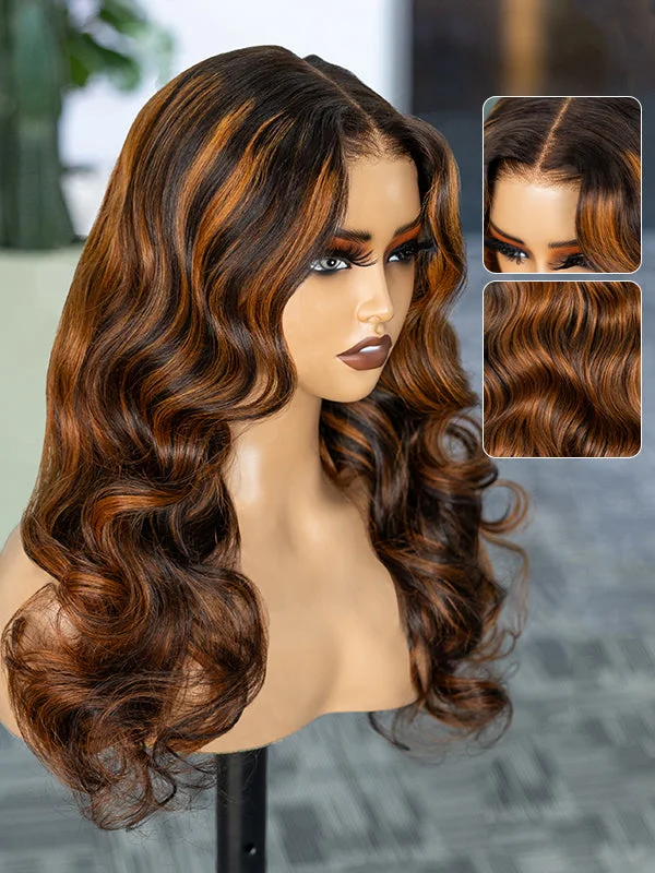 Human - hair colored wig for a natural and luxurious feel Wavymy Balyayage Highlight Loose Wave Wear Go Glueless Wigs 6x4 Lace Closure Wigs 180% Density Human - hair colored wig for a natural and luxurious feel Wavymy Balyayage Highlight Loose Wave Wear Go Glueless Wigs 6x4 Lace Closure Wigs 180% Density