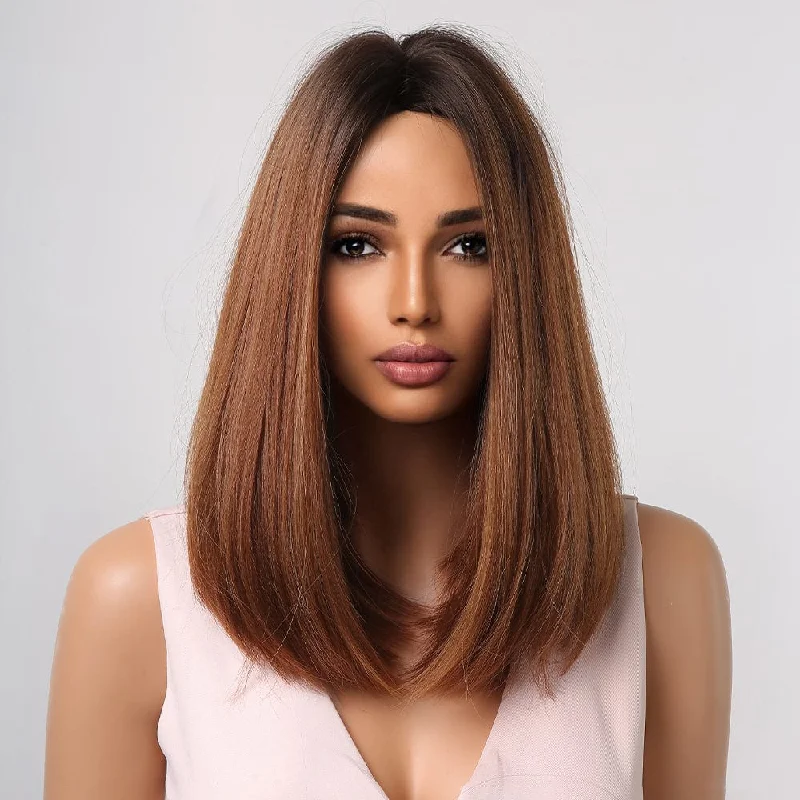 Middle - part straight wig for a balanced appearance Natural Bob Synthetic Wig - Kezia Middle - part straight wig for a balanced appearance Natural Bob Synthetic Wig - Kezia