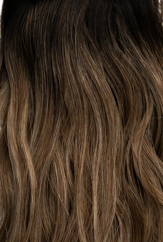 Balayage Wavy Wigs for a Sun - kissed Finish Waved interLACED Weft Rooted #1B/D4/8 Balayage Wavy Wigs for a Sun - kissed Finish Waved interLACED Weft Rooted #1B/D4/8
