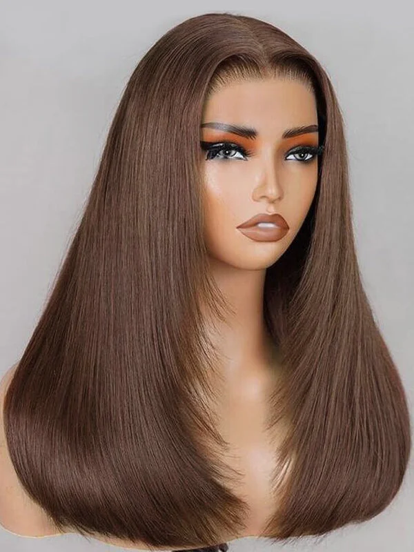 Adjustable - cap colored wig for a comfortable fit Wavymy Layered Cut Chocolate Brown Wear Go Wigs Straight 7x5 Lace Closure Wigs 100% Human Hair Adjustable - cap colored wig for a comfortable fit Wavymy Layered Cut Chocolate Brown Wear Go Wigs Straight 7x5 Lace Closure Wigs 100% Human Hair