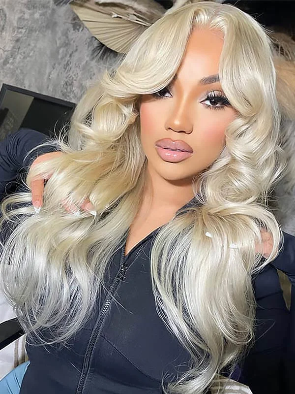 Colored wig with a curly texture for a bold and stylish choice Junoda Curtain Bangs Wig 613 Blonde Human Hair Wig with Bangs 13x4 Lace Front Wig Colored wig with a curly texture for a bold and stylish choice Junoda Curtain Bangs Wig 613 Blonde Human Hair Wig with Bangs 13x4 Lace Front Wig
