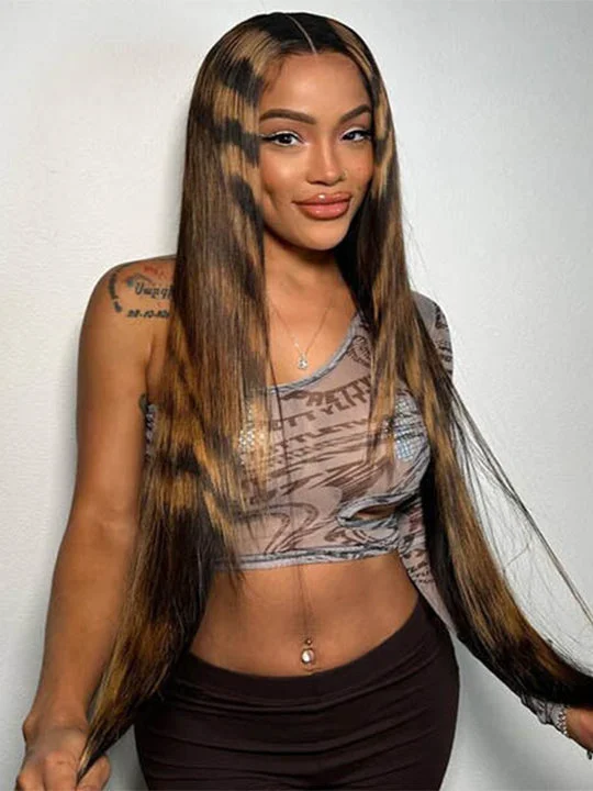 Colored wig with a 150 - density for a full and thick appearance Leopard Print Wig 5x5 HD Lace Wig Straight Hair 30inch 180% Density Colored wig with a 150 - density for a full and thick appearance Leopard Print Wig 5x5 HD Lace Wig Straight Hair 30inch 180% Density