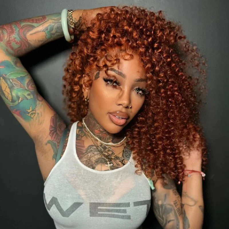 Colored wig with a curly texture for a bold and stylish choice Colored Dark Ginger Brown Deep Wave Lace Wig Colored wig with a curly texture for a bold and stylish choice Colored Dark Ginger Brown Deep Wave Lace Wig