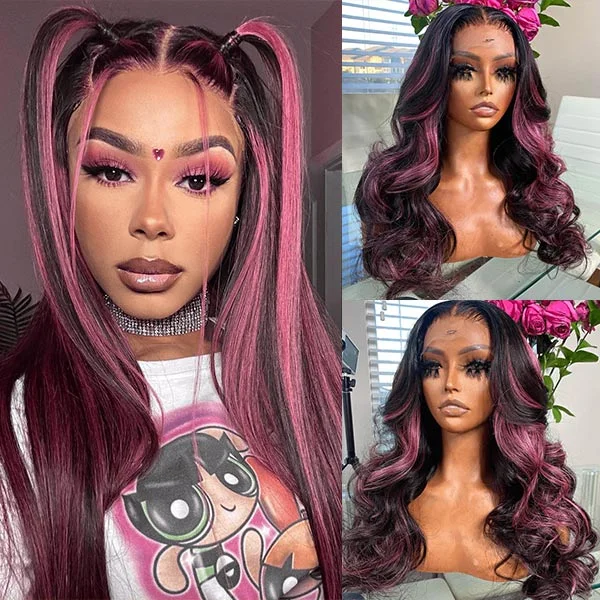 Colored wig with a red - orange hue for a warm and energetic look Junoda Highlight Mulberry Purple Red Balayage Human Hair Body Wave/Straight 13x4 Lace Front Wig Colored wig with a red - orange hue for a warm and energetic look Junoda Highlight Mulberry Purple Red Balayage Human Hair Body Wave/Straight 13x4 Lace Front Wig