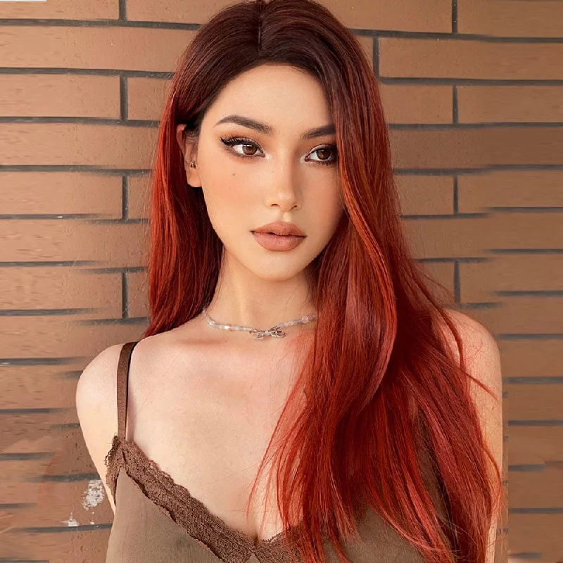 Straight wig with a side - part for a sophisticated look 23 Inches Slik Straight Synthetic Wig - Akeno Straight wig with a side - part for a sophisticated look 23 Inches Slik Straight Synthetic Wig - Akeno