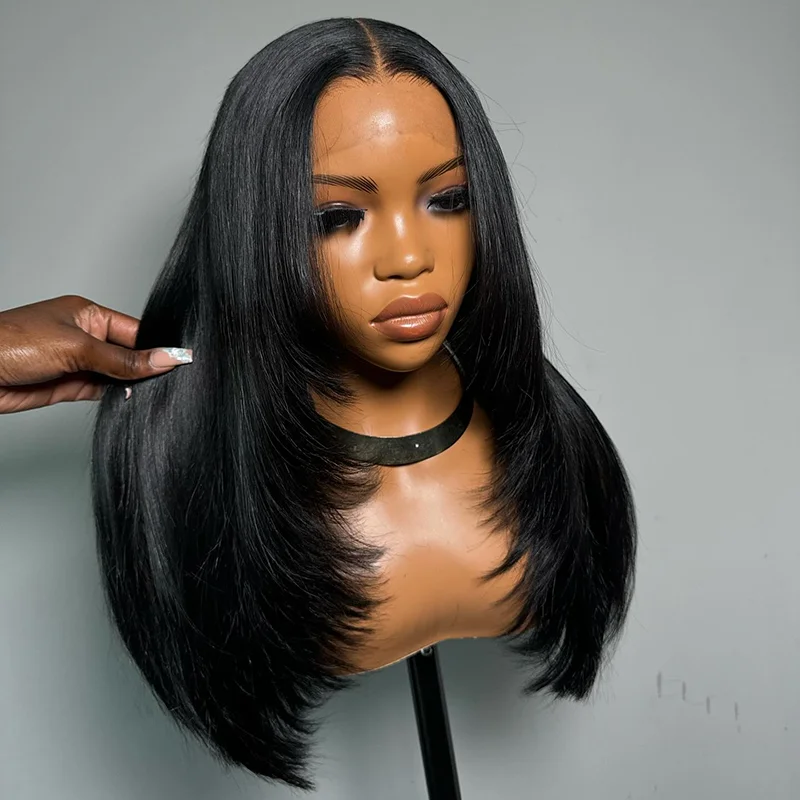 Brown straight wig for a warm and natural tone Jet Black Raw Hair Super Double Drawn Layered 13×6 Straight Human Hair Wigs 250% Density Brown straight wig for a warm and natural tone Jet Black Raw Hair Super Double Drawn Layered 13×6 Straight Human Hair Wigs 250% Density