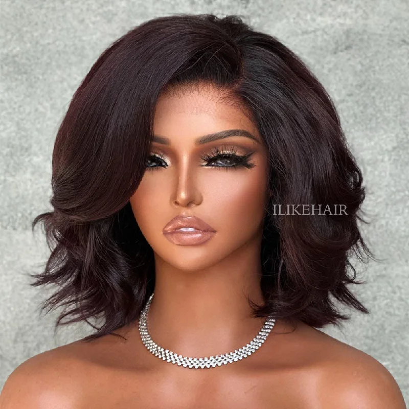 Colored wig with a silk - base cap for a comfortable and smooth feel Reddish Brown Layered Fluffy Bob 5x5 Lace Closure Wig Colored wig with a silk - base cap for a comfortable and smooth feel Reddish Brown Layered Fluffy Bob 5x5 Lace Closure Wig