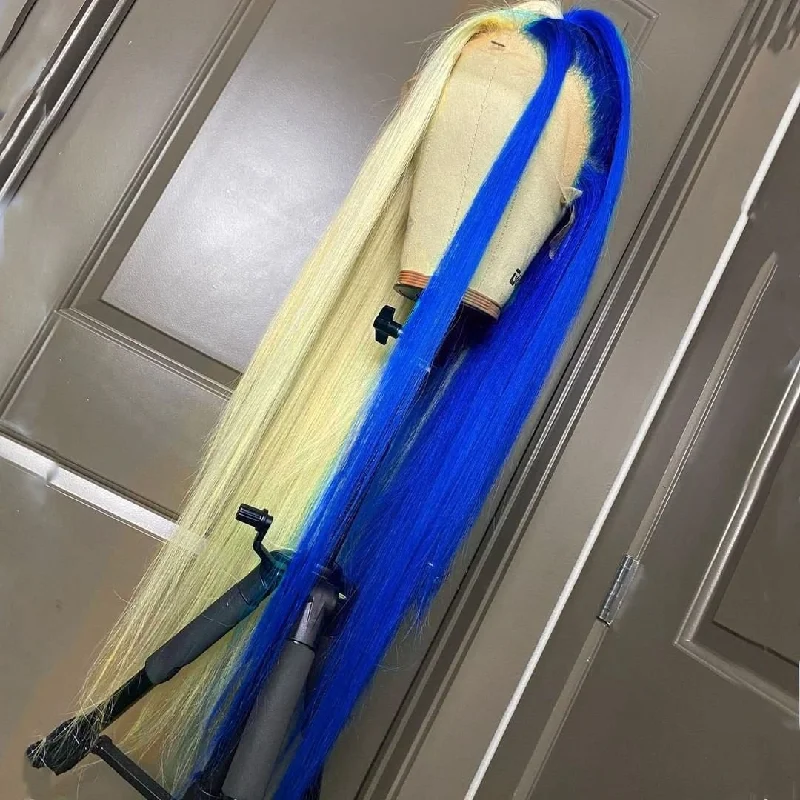 Half Blonde Half Royal Blue
