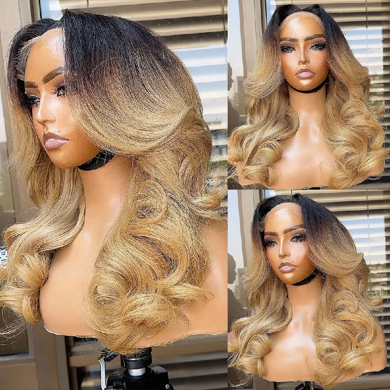 Wavy Wigs with Baby Hairs for a More Realistic Appearance​ Chic Ombre Blonde 13x4 | 13x6 Human Hair Lace Front Wig