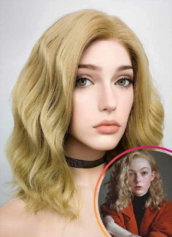 Wavy Wigs in European Sizing​ Blonde Wavy Lace Front Synthetic Wig LF418