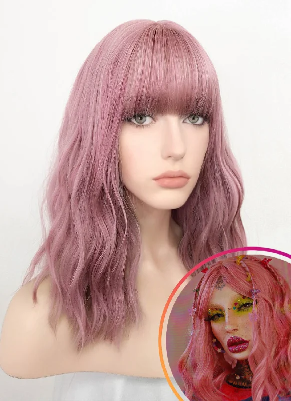  Pink Wavy Synthetic Wig NS063