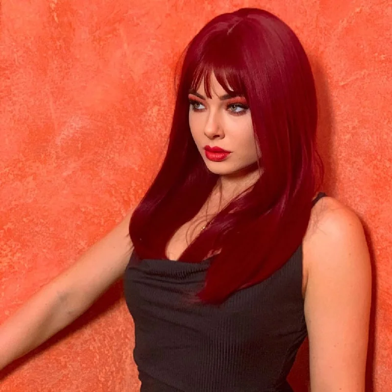 Straight wig for a DIY hair - styling project 19 Inches Violet Color Cool Girl Special Red Wine Tone - Alaia (Straight) Straight wig for a DIY hair - styling project 19 Inches Violet Color Cool Girl Special Red Wine Tone - Alaia (Straight)