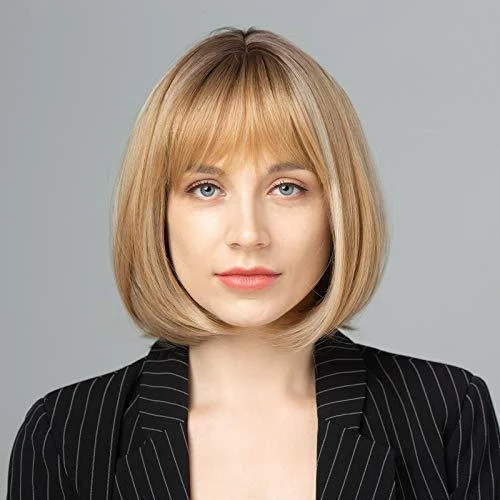 Medium - length straight wig for a classic appearance 11 Inches Natural Bob Synthetic Wig - Louella Medium - length straight wig for a classic appearance 11 Inches Natural Bob Synthetic Wig - Louella
