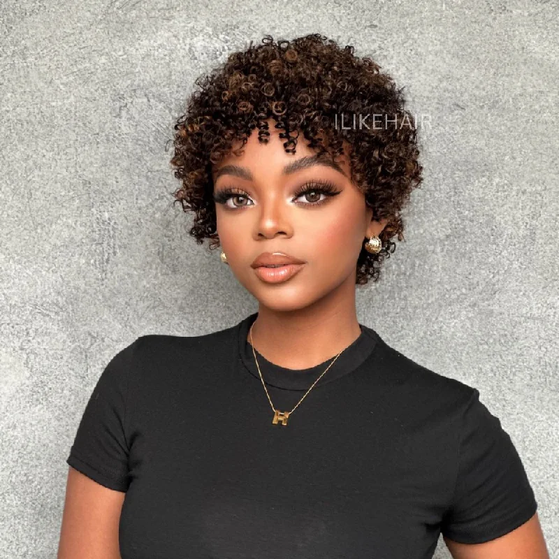 Colored wig with a blue - green ombre effect for a unique and trendy appearance Put on & Go Highlight P2/27 Short Afro Curly Wig With Bangs Colored wig with a blue - green ombre effect for a unique and trendy appearance Put on & Go Highlight P2/27 Short Afro Curly Wig With Bangs