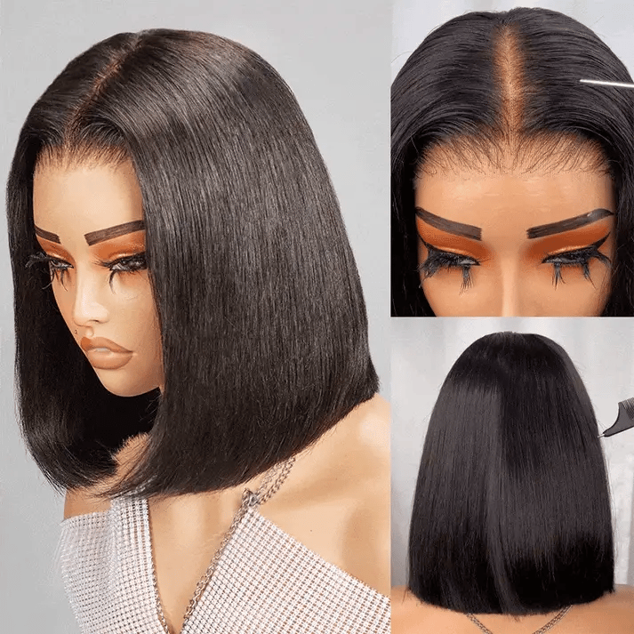Straight wig for a beach - ready hairstyle 9x6 Glueless Silky Straight Bob Pre-bleached Knots Wig Straight wig for a beach - ready hairstyle 9x6 Glueless Silky Straight Bob Pre-bleached Knots Wig
