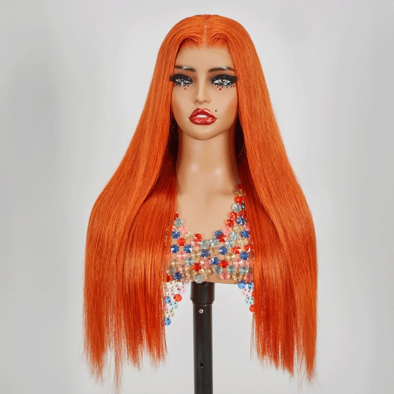 Straight wig with a lace front for a seamless hairline 9x6 Glueless Eye Catching Ginger Color Straight Wig Straight wig with a lace front for a seamless hairline 9x6 Glueless Eye Catching Ginger Color Straight Wig
