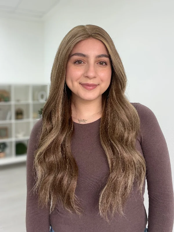 Bob Wigs with Middle - Parted Styles​ Lu's Silk Top Wig, "Bronde" (R2525)