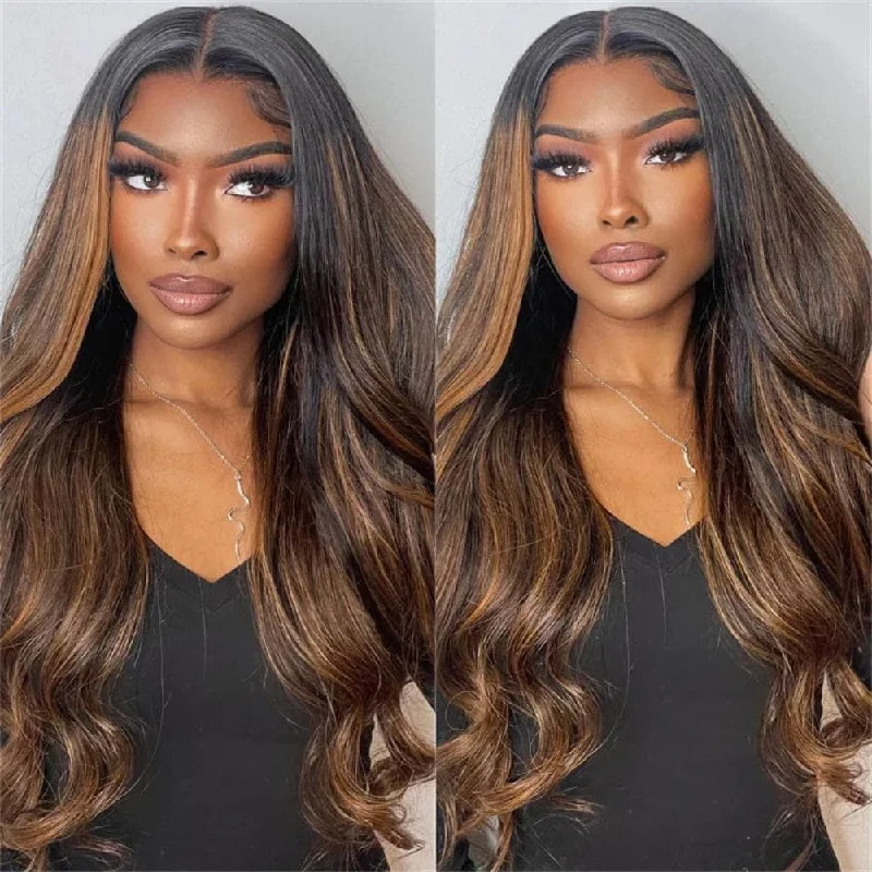 Straight wig with a layered cut for added volume Sterly #FB30 Balayage Colored Highlight Wig Transparent Lace Body Wave Frontal Wigs Straight wig with a layered cut for added volume Sterly #FB30 Balayage Colored Highlight Wig Transparent Lace Body Wave Frontal Wigs