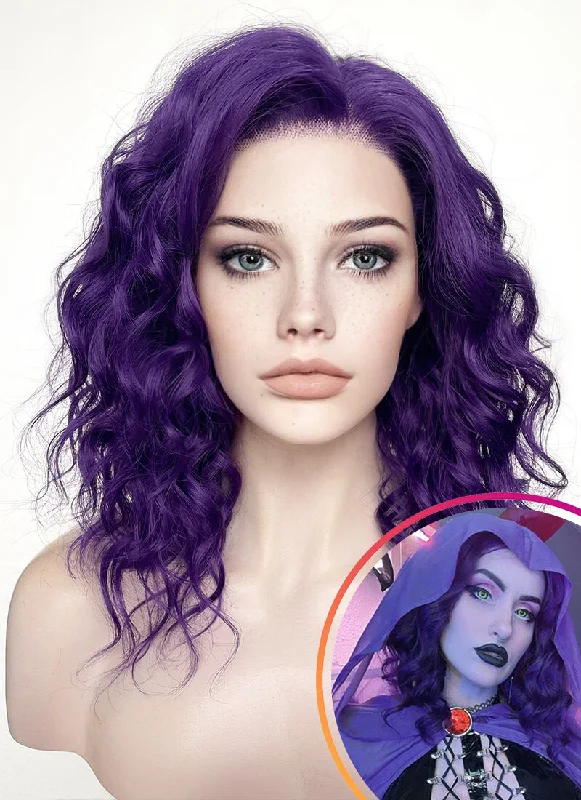 Wavy Wigs for Oblong - Shaped Faces​ Purple Wavy Lace Front Synthetic Wig LF1288