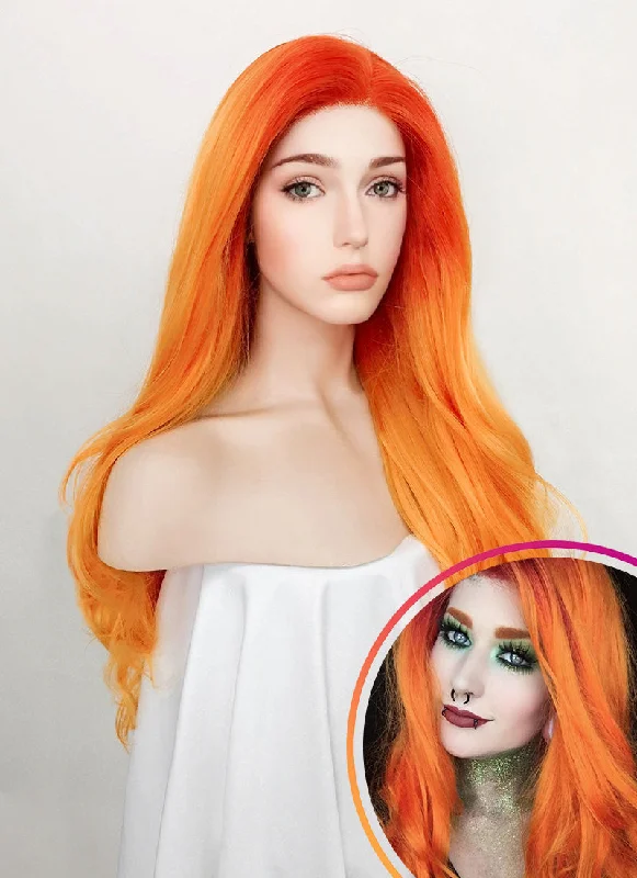  Wavy Mixed Orange Lace Front Synthetic Wig LF383