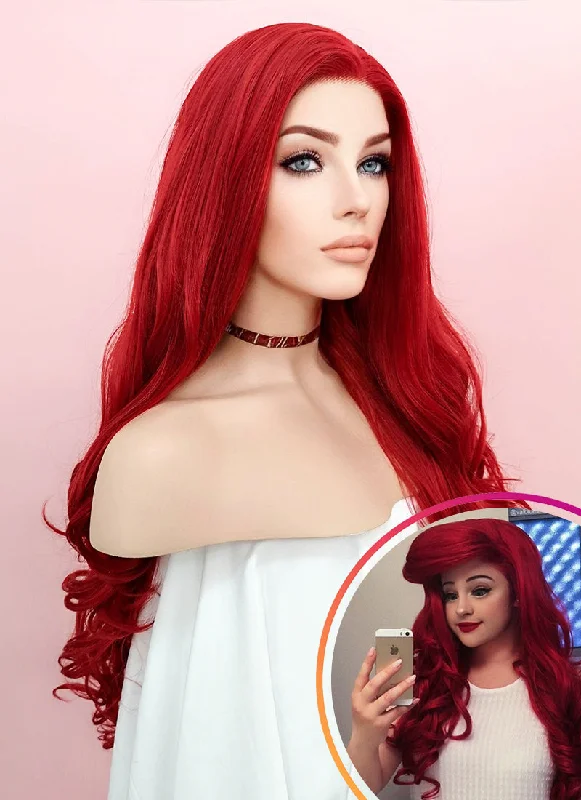 Wavy Wigs for Teenage Girls​ Wavy Red Lace Front Synthetic Wig LF085