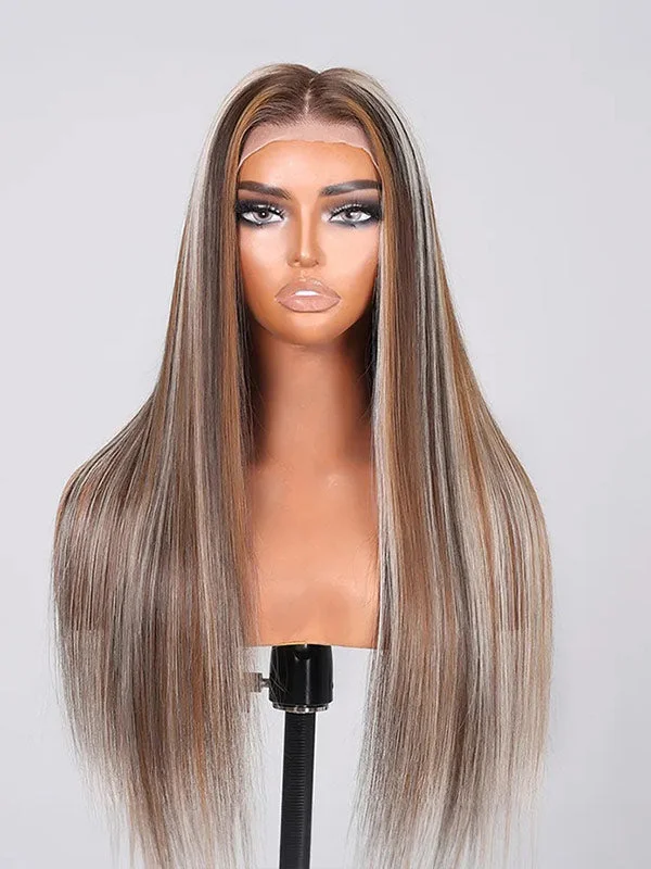 Colored wig with a silk - base cap for a comfortable and smooth feel Junoda 13x4 Lace Front Ash Blonde With Silver Highlight Straight Wig Colored Human Hair Wigs Colored wig with a silk - base cap for a comfortable and smooth feel Junoda 13x4 Lace Front Ash Blonde With Silver Highlight Straight Wig Colored Human Hair Wigs