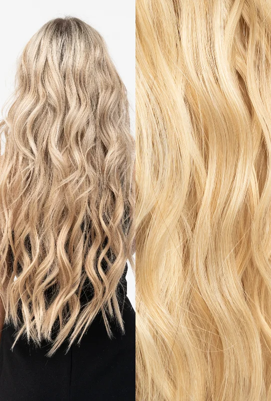 Human Hair Wavy Wigs for a Realistic Appearance Waved interLACED Weft Dimensional #18/22 Human Hair Wavy Wigs for a Realistic Appearance Waved interLACED Weft Dimensional #18/22