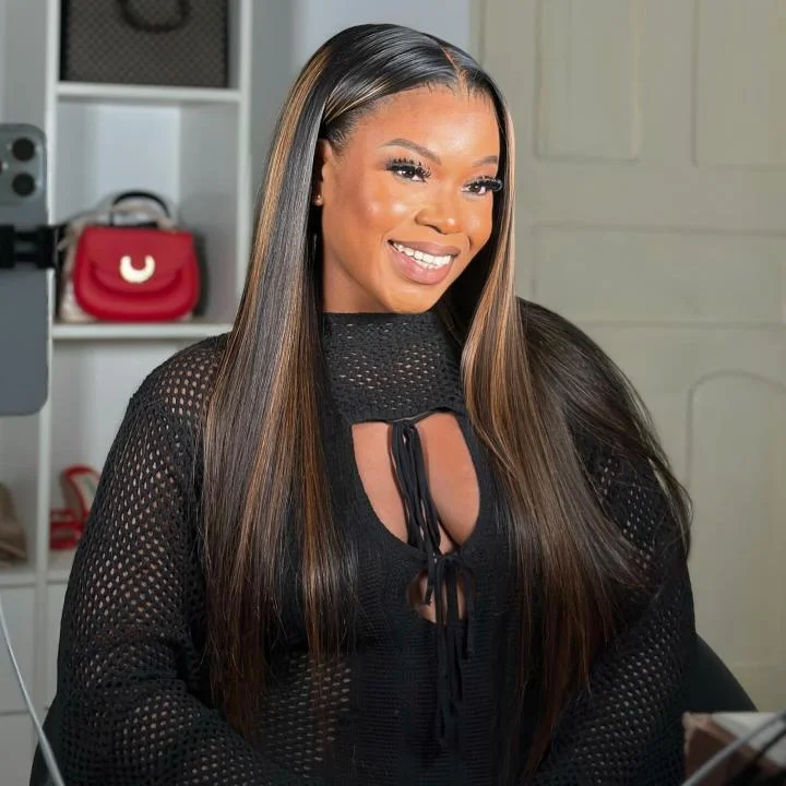 Straight wig for a retro 80s - style comeback Sterly T1B/P1B/30 Highlight Wig Transparent Lace Straight Human Hair Wigs Straight wig for a retro 80s - style comeback Sterly T1B/P1B/30 Highlight Wig Transparent Lace Straight Human Hair Wigs