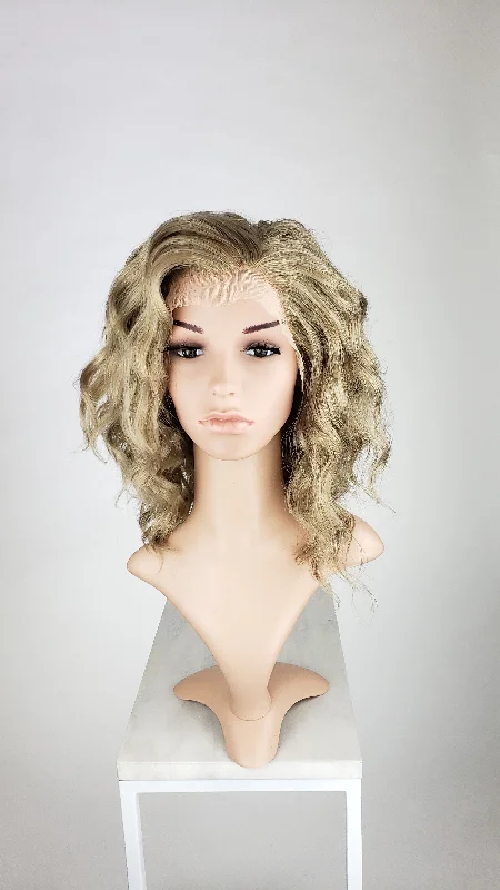 Wavy Wigs with Clip - in Bangs (Removable)​ Fae Dirty Blonde - Natural Plus Series