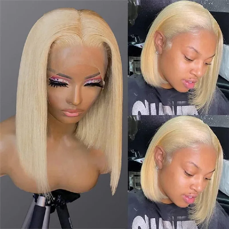 Thinning straight wig for a more natural and lightweight feel Sterly 613 Blonde Bob Wigs Human Hair Straight 13×4/13×6 Lace Front Bob Wigs