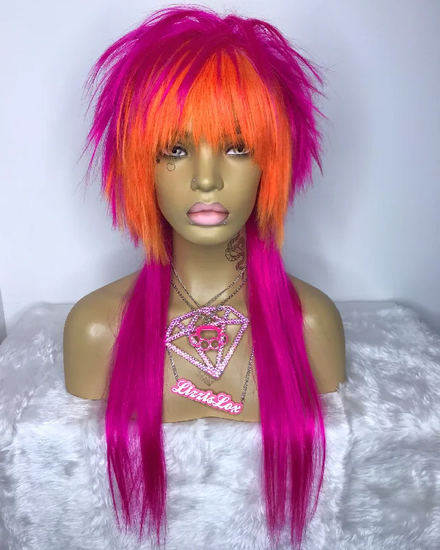 Colored wig with a red - orange hue for a warm and energetic look Paramore - Machine Wig Colored wig with a red - orange hue for a warm and energetic look Paramore - Machine Wig