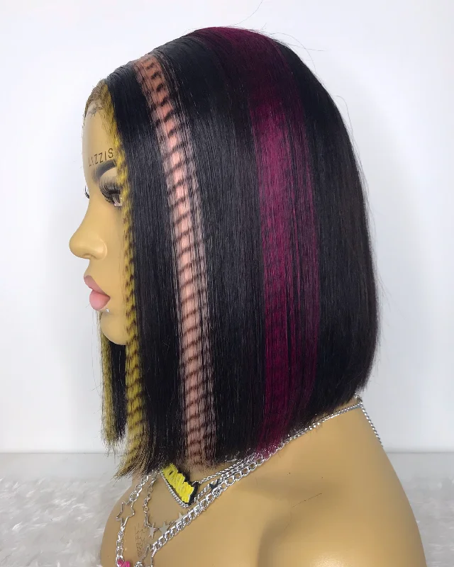 Colored wig with a pre - bleached knot for a natural - looking scalp Y2K Rebel - 4x4 closure Colored wig with a pre - bleached knot for a natural - looking scalp Y2K Rebel - 4x4 closure