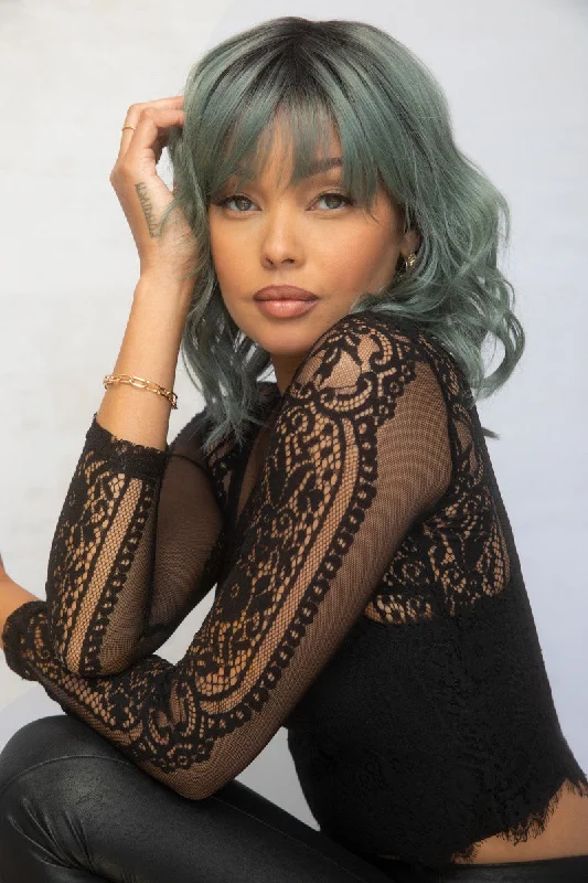 Wavy Wigs for Rectangle - Shaped Figures Breezy Wavez Wig by Rene of Paris | Muse Series | Heat Friendly Synthetic Wavy Wigs for Rectangle - Shaped Figures Breezy Wavez Wig by Rene of Paris | Muse Series | Heat Friendly Synthetic